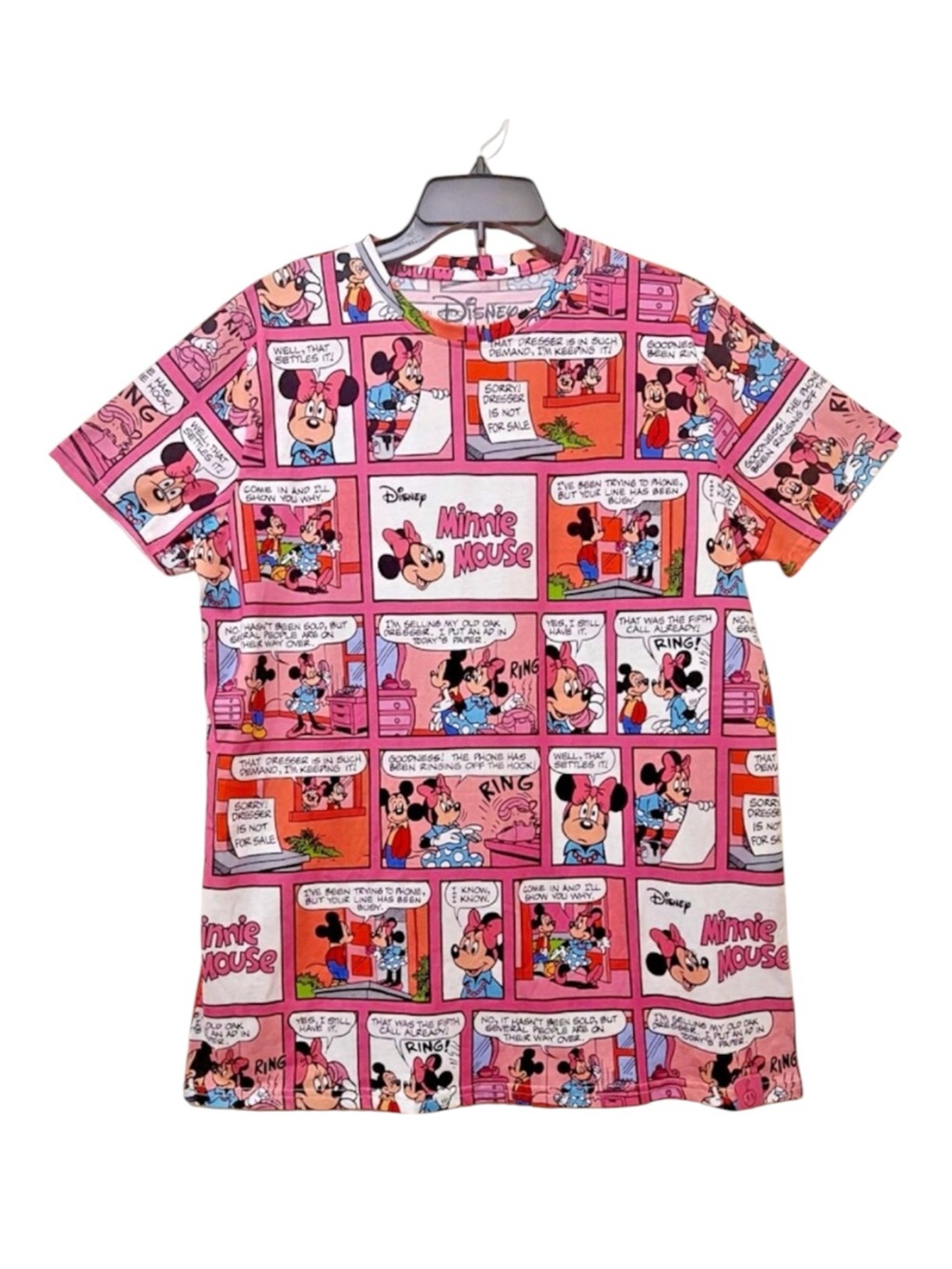 DISNEY CAKEWORTHY Minnie Mouse Comic Panels Allover Print Women's T-Shirt L NWT